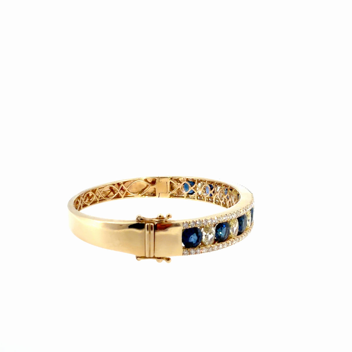 The Royal Oval Bangle, 6.00ct Sapphire & 5.00ct Diamond, 14K Yellow Gold by Benji Designs, view 5
