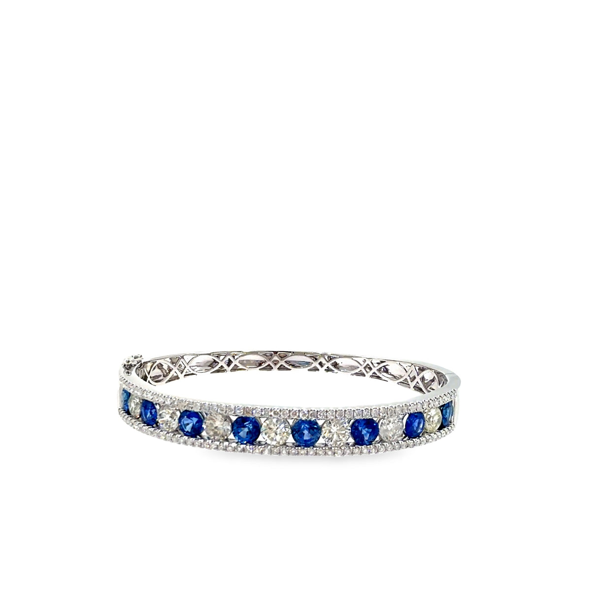 The Blue Horizon Bangle, 8.00ct Sapphire & Diamond, 14K White Gold by Benji Designs, view 2
