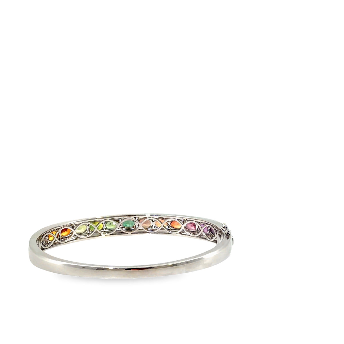 The Jewel Box Bangle, 9.25ct Multicolor Sapphire & Diamond, 14K White Gold by Benji Designs, view 4