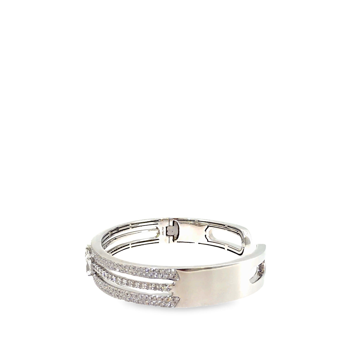 The Oval Trio Bangle, 3.65ct Oval Diamond, 18K White Gold by Benji Designs, view 3