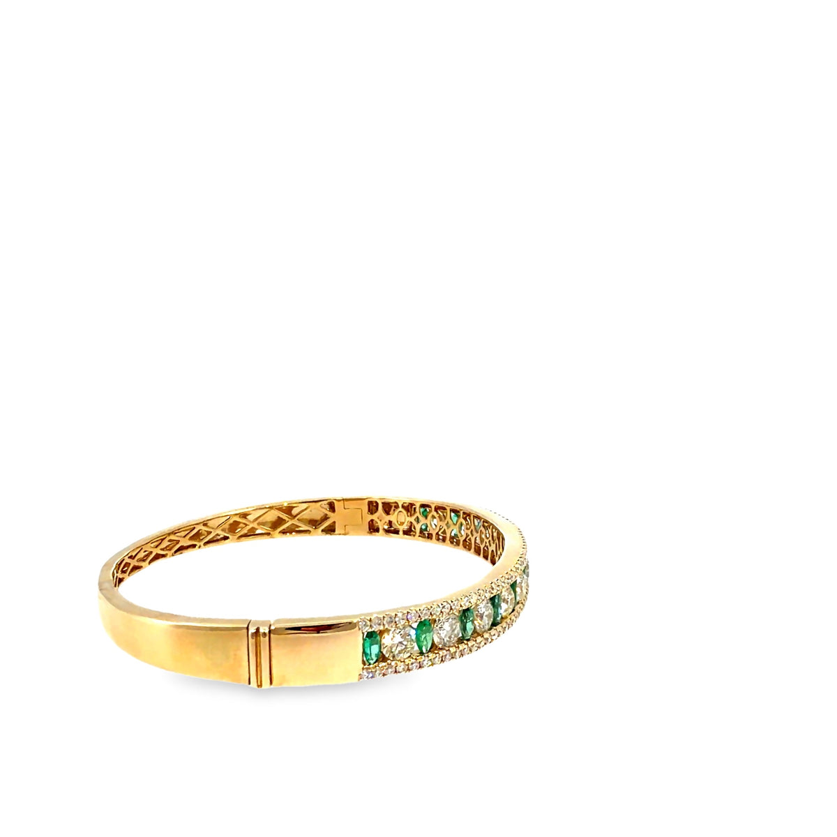 The Verdant Crown Bangle, 5.00ct Emerald & Diamond, 14K Yellow Gold by Benji Designs, view 5