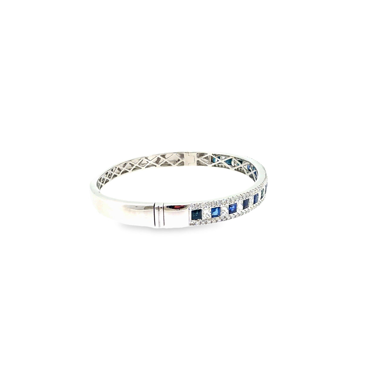 The Sapphire Regent Bangle, 5.50ct Sapphire & Diamond, 14K White Gold by Benji Designs, view 5