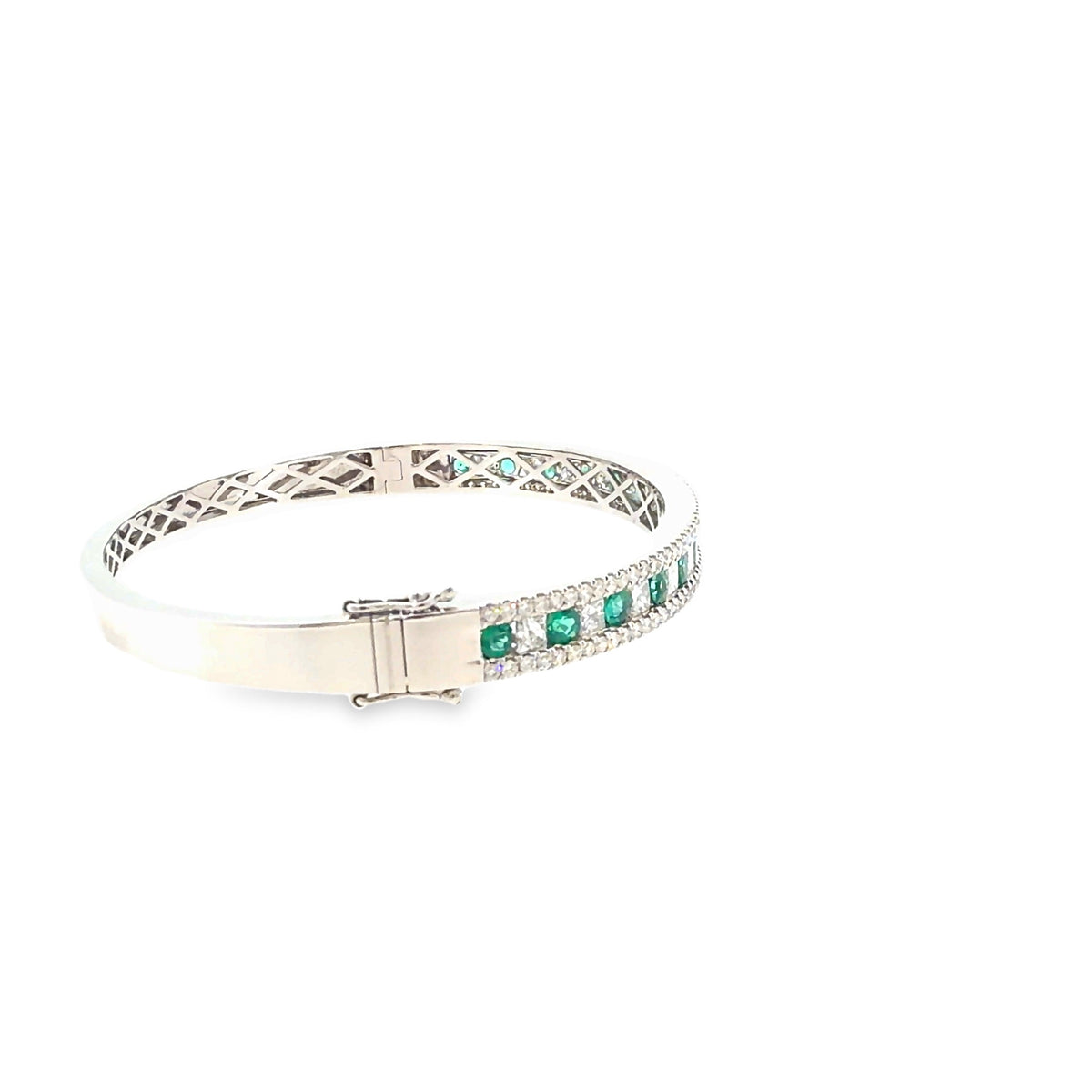 The Emerald Isle Bangle, 4.50ct Emerald & Diamond, 14K White Gold by Benji Designs, view 5