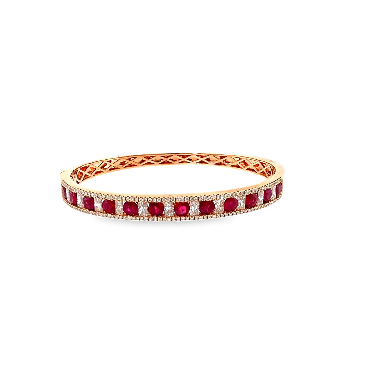 The Crimson Crown Bangle, 7.00ct Ruby & Diamond, Gold by Benji Designs, view 2