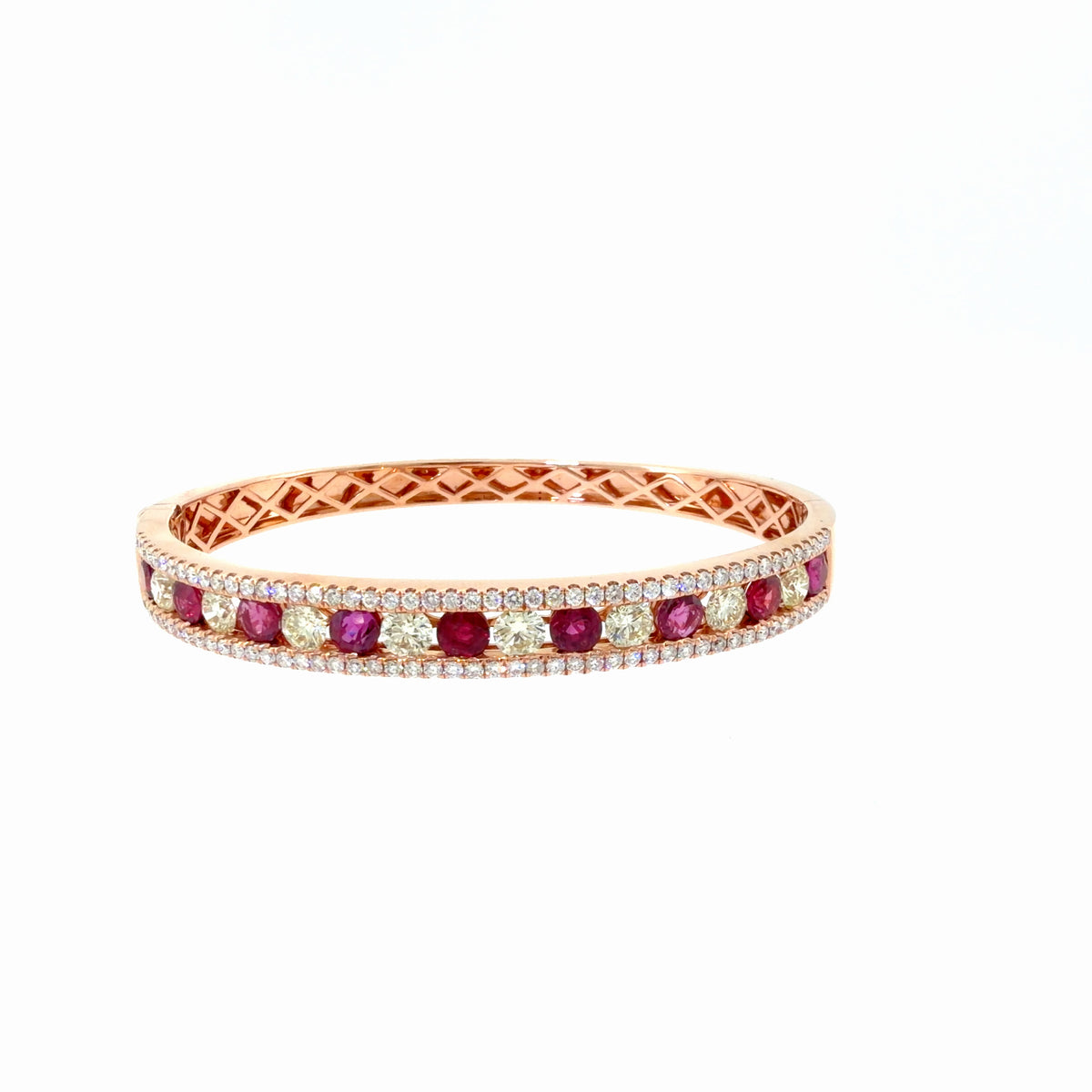 The Rose Ember Bangle, 8.00ct Ruby & Diamond, 14K Rose Gold by Benji Designs, view 2
