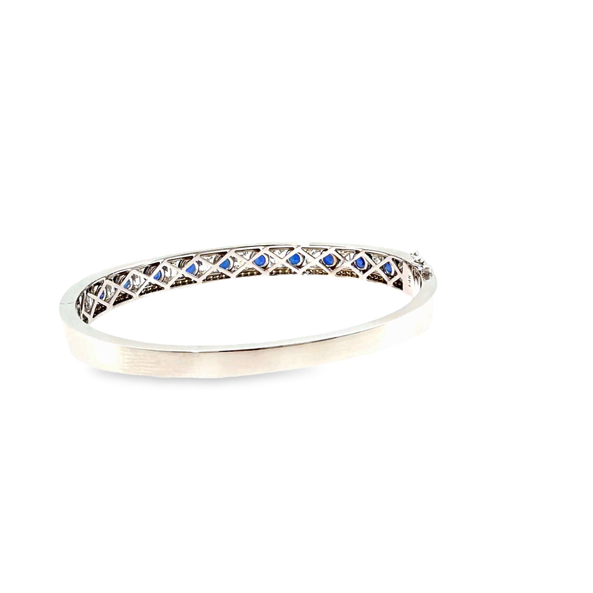 The Sapphire Gallery Bangle, 7.25ct Sapphire & Diamond, 14K White Gold by Benji Designs, view 4