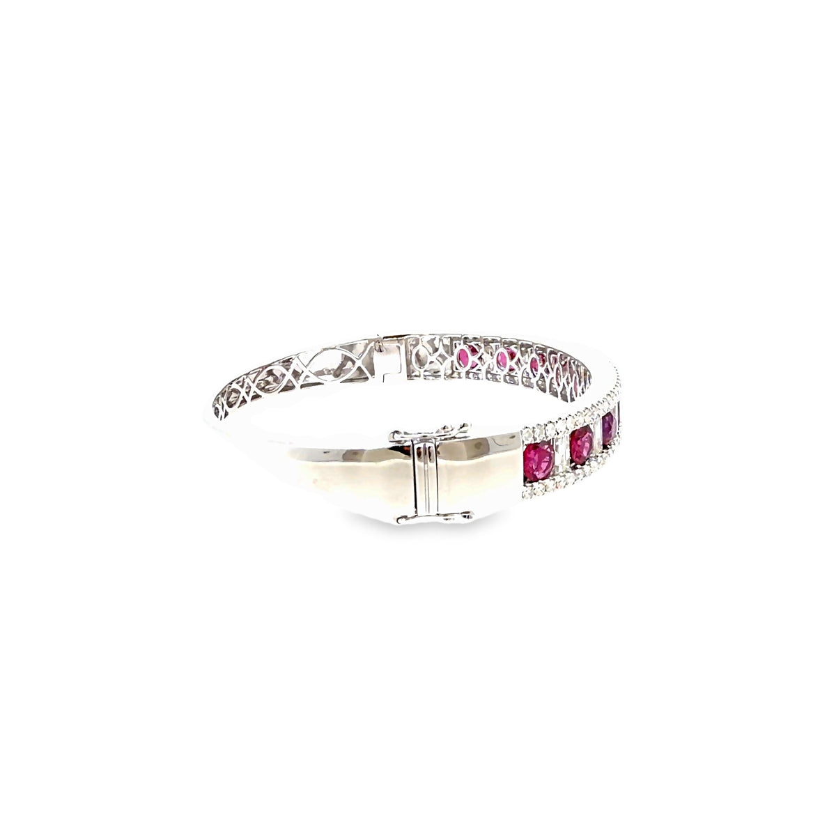 The Scarlet Gala Bangle, 9.25ct Ruby & Diamond, 14K White Gold by Benji Designs, view 5
