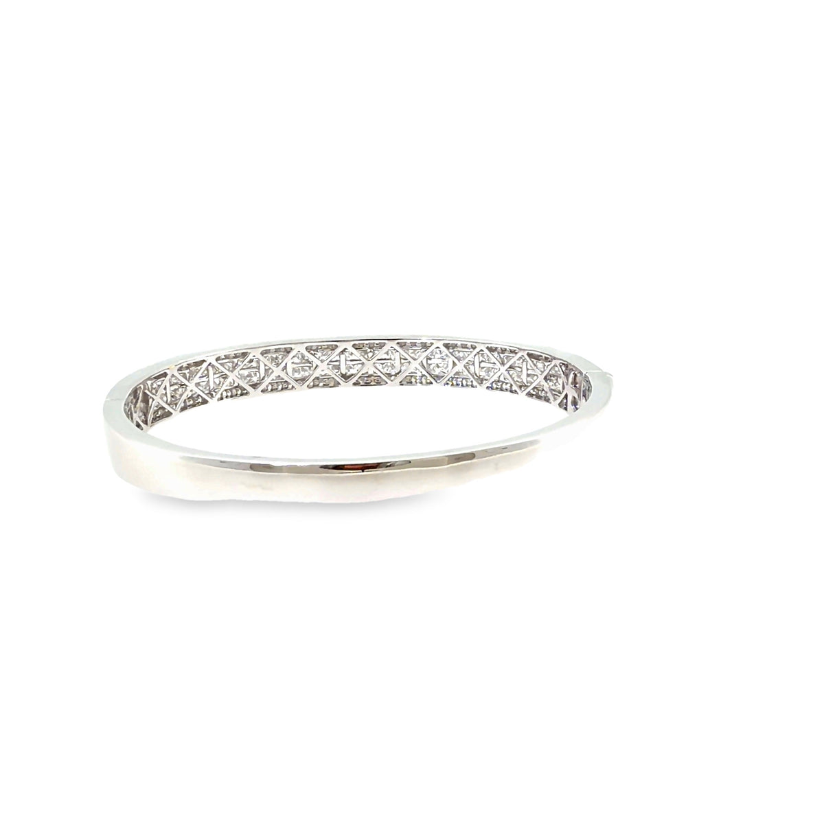 The Arctic Crown Bangle, 6.00ct Princess Diamond, 14K White Gold by Benji Designs, view 4