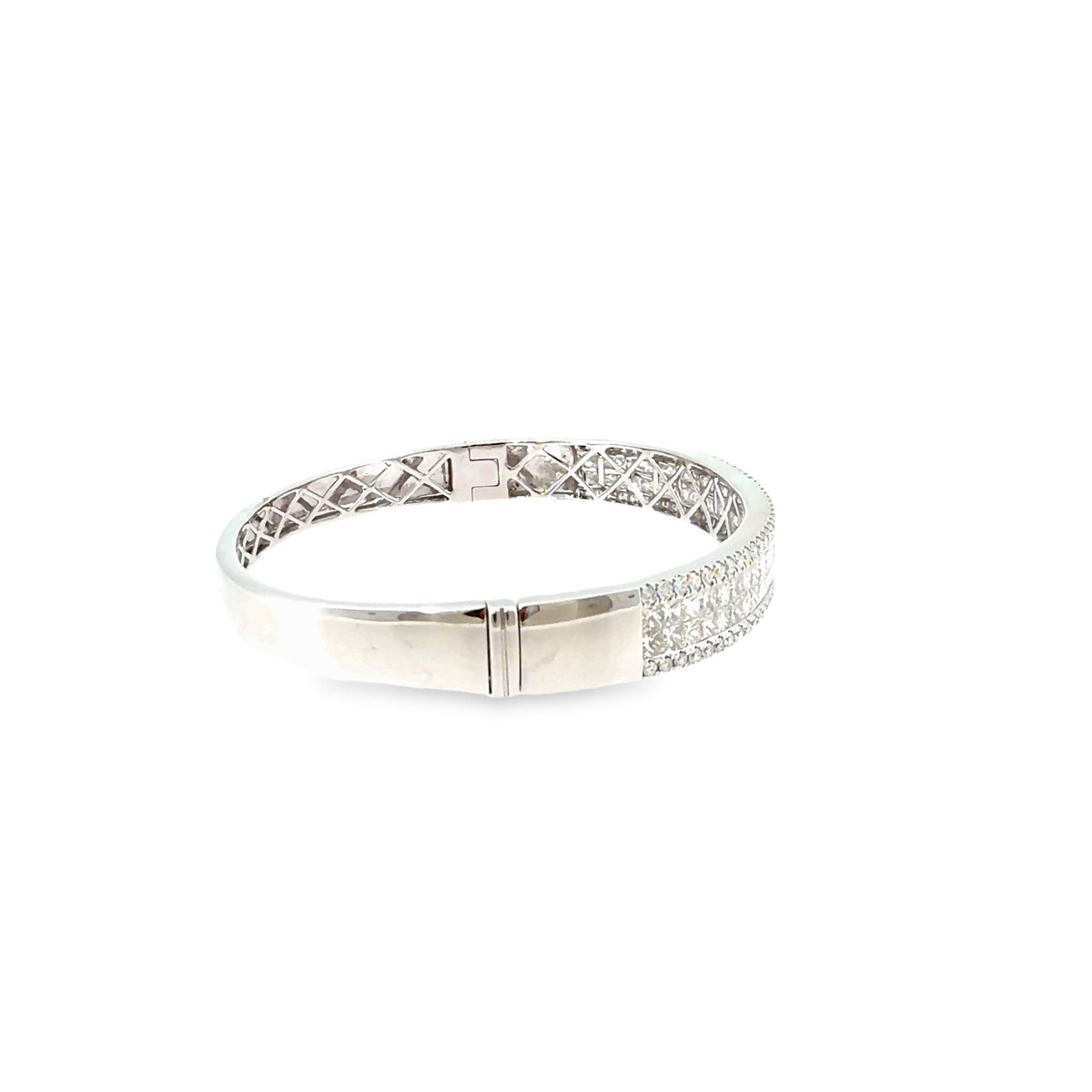 The Arctic Crown Bangle, 6.00ct Princess Diamond, 14K White Gold by Benji Designs, view 5