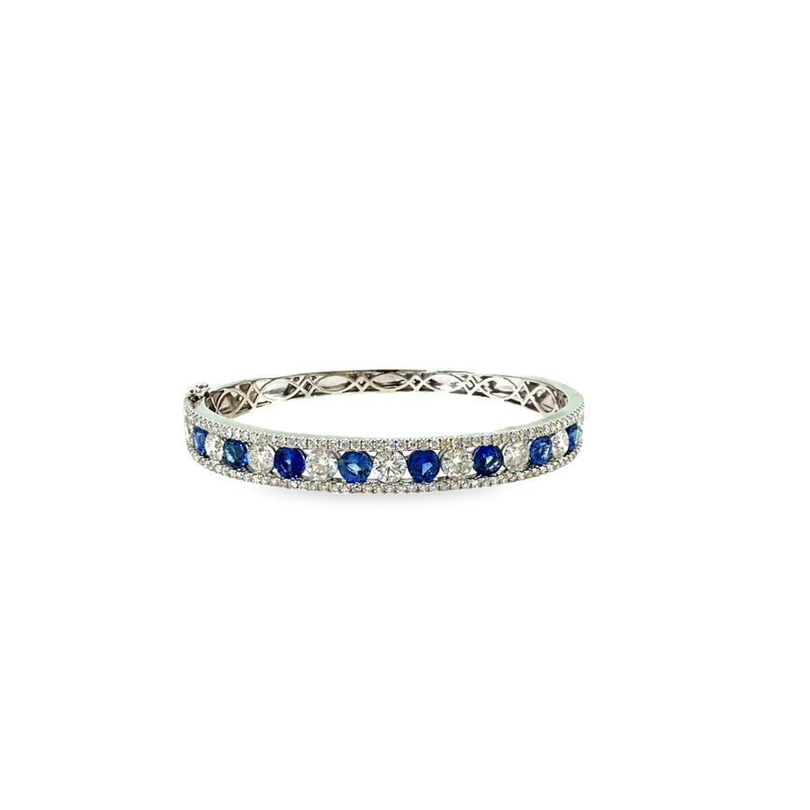 The Sapphire Admiral Bangle, 9.00ct Sapphire & Diamond, 14K White Gold by Benji Designs, view 1