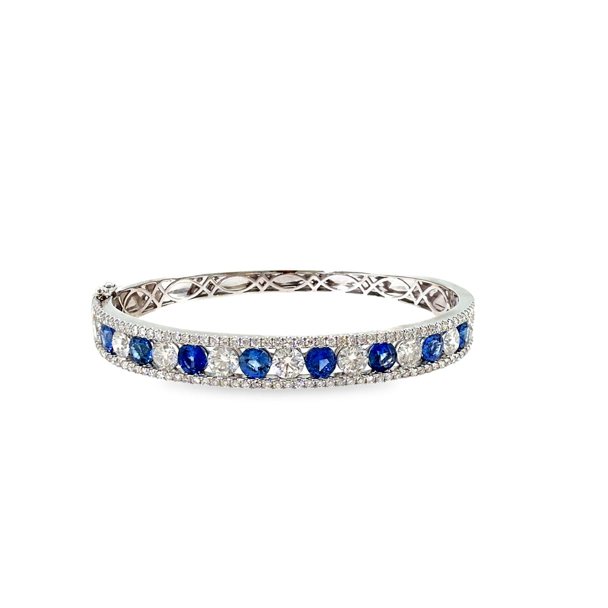 The Sapphire Admiral Bangle, 9.00ct Sapphire & Diamond, 14K White Gold by Benji Designs, view 2