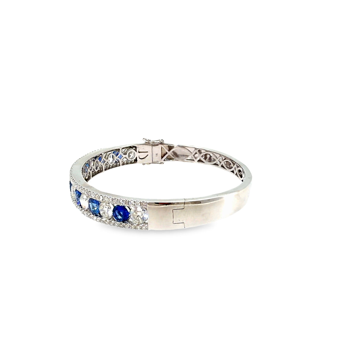The Sapphire Admiral Bangle, 9.00ct Sapphire & Diamond, 14K White Gold by Benji Designs, view 3