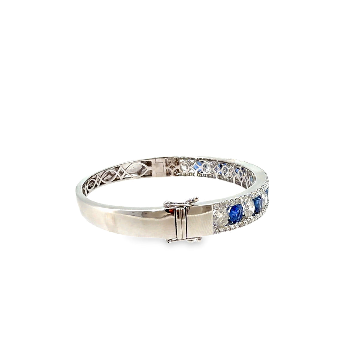 The Sapphire Admiral Bangle, 9.00ct Sapphire & Diamond, 14K White Gold by Benji Designs, view 5