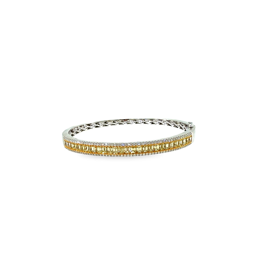 The Canary Crown Bangle, 4.80ct Yellow Diamond, 18K White Gold by Benji Designs, view 1