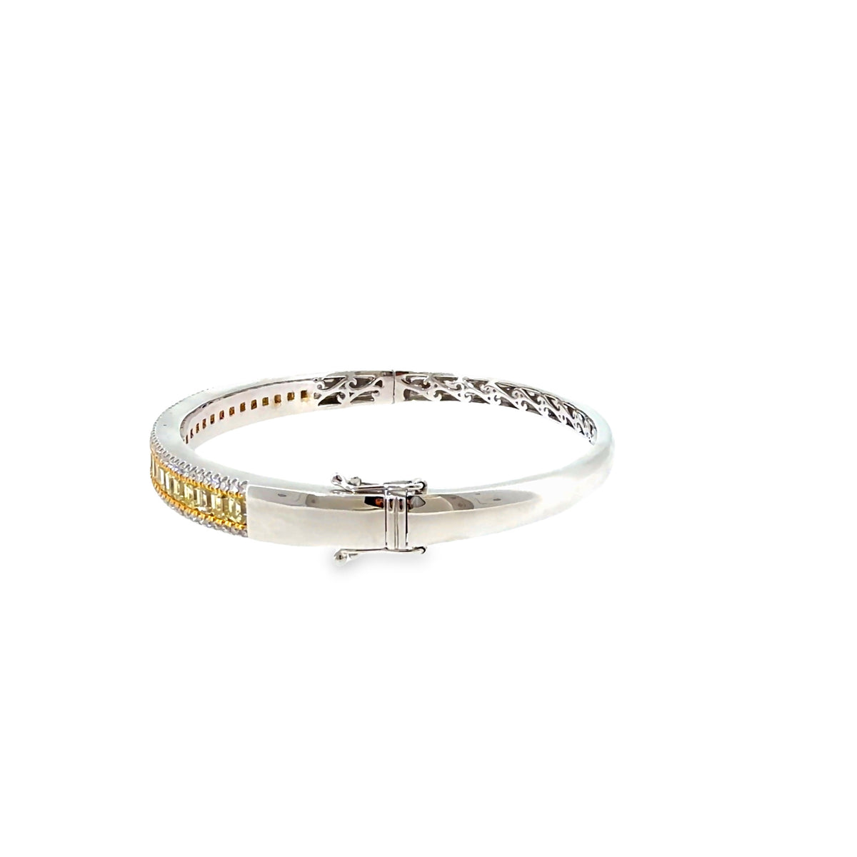 The Canary Crown Bangle, 4.80ct Yellow Diamond, 18K White Gold by Benji Designs, view 3