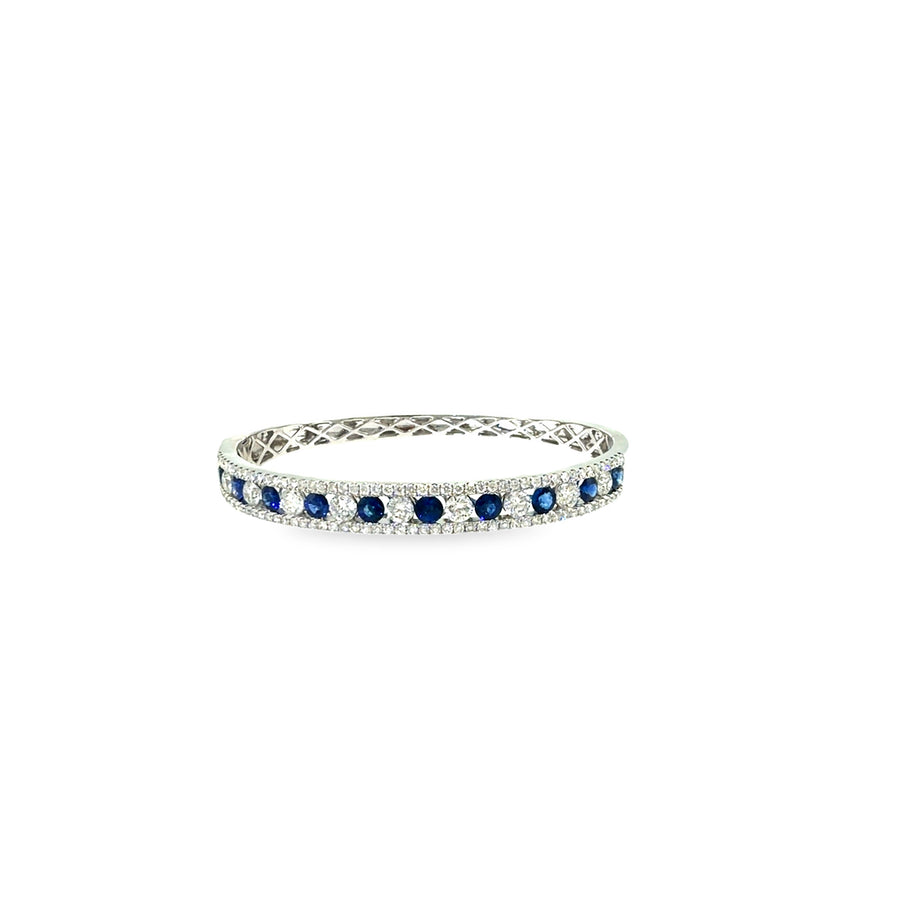 The Blue Lagoon Bangle, 6.75ct Sapphire & Diamond, 14K White Gold by Benji Designs, view 1