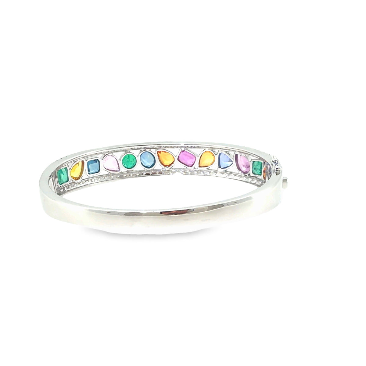 The Carnival Bangle, 12.55ct Multicolor Gemstone & Diamond, 14K White Gold by Benji Designs, view 4