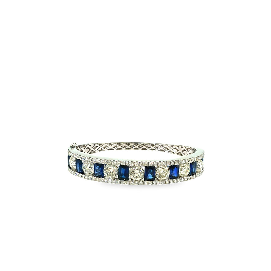 The Sapphire Empire Bangle, 15.60ct Sapphire & Diamond, 14K White Gold by Benji Designs, view 1