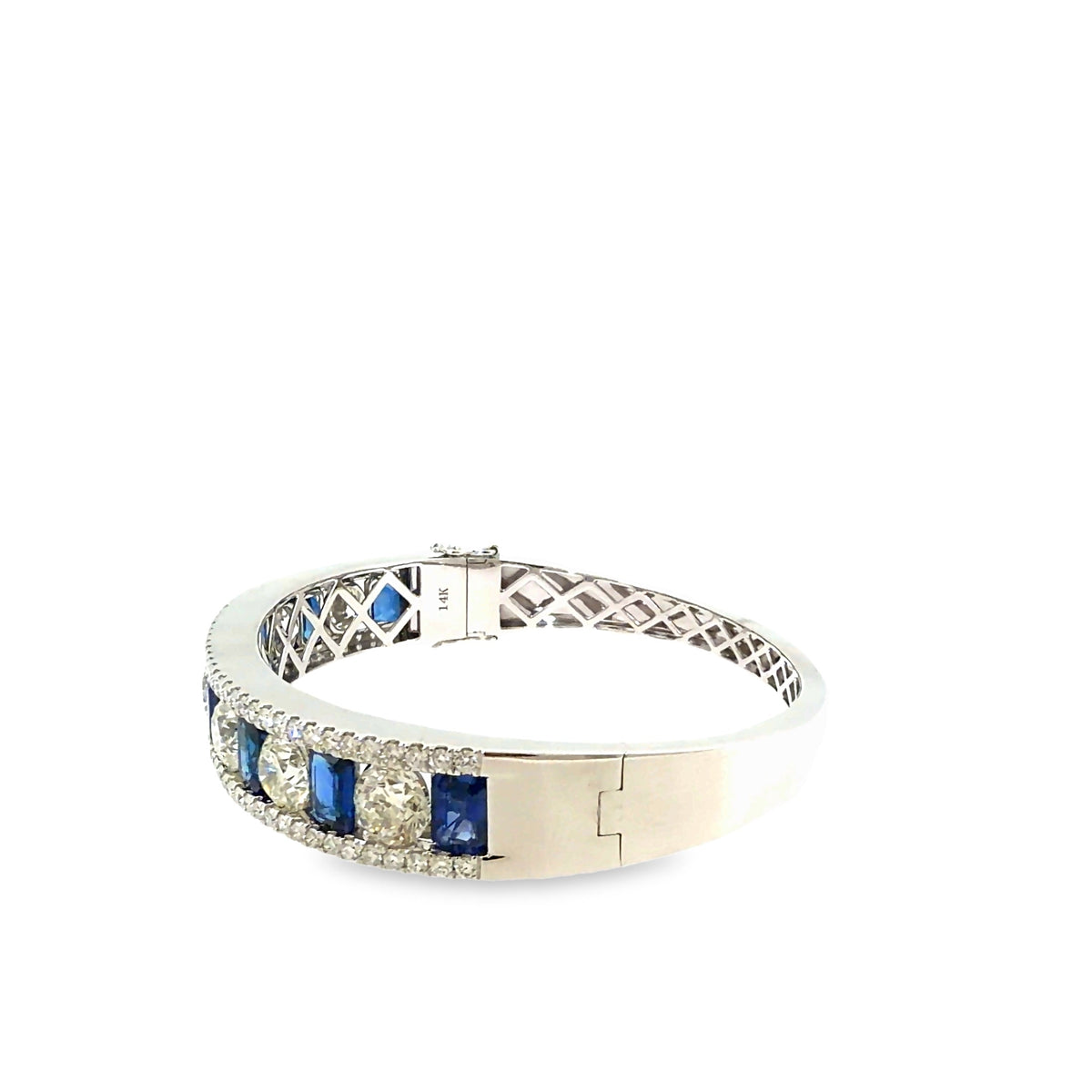 The Sapphire Empire Bangle, 15.60ct Sapphire & Diamond, 14K White Gold by Benji Designs, view 3