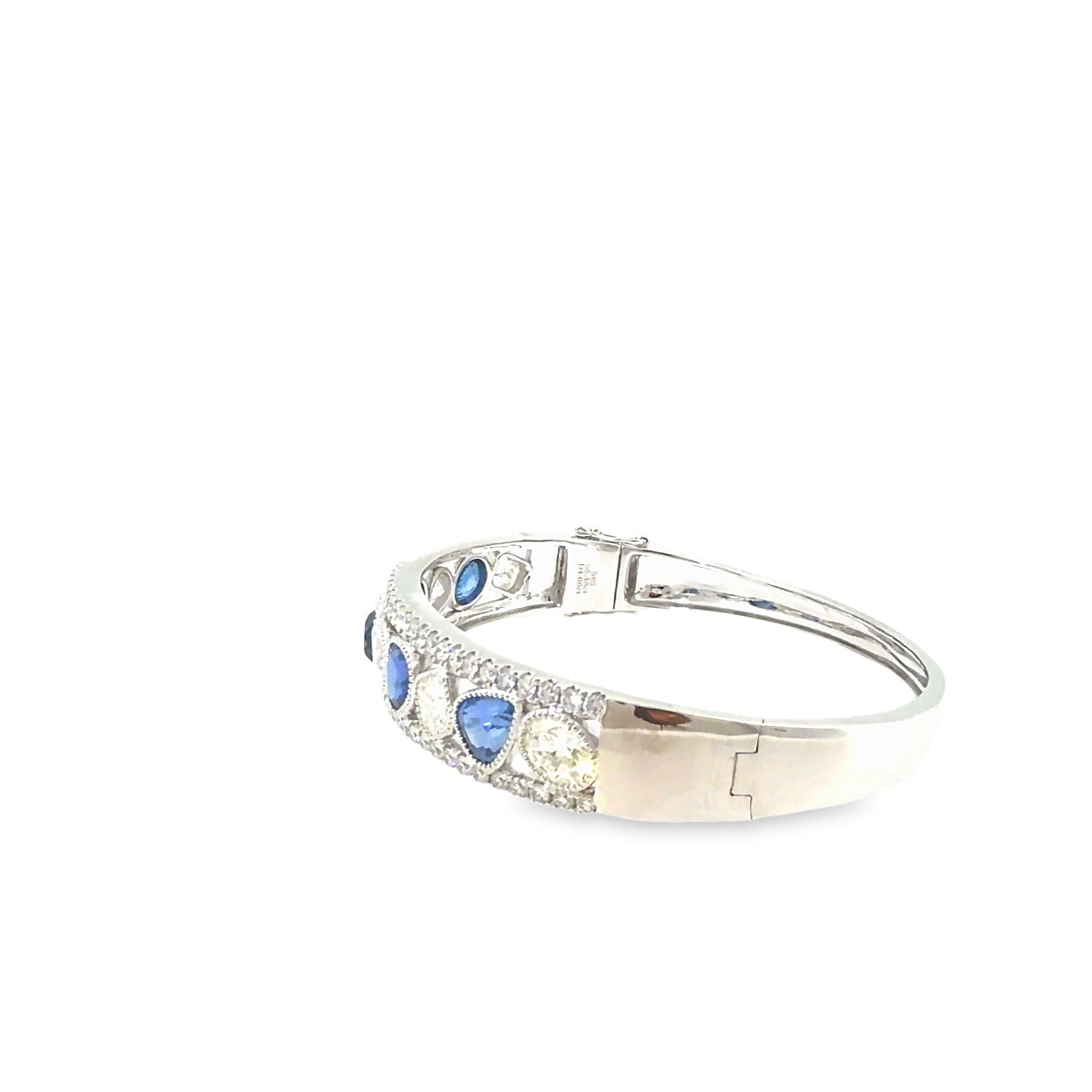 The Sapphire Monarch Bangle, 12.00ct Sapphire & Diamond, 14K White Gold by Benji Designs, view 3
