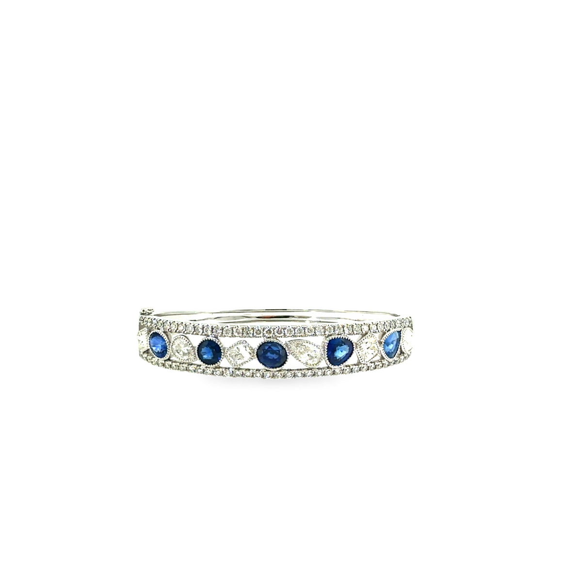 The Sapphire Monarch Bangle, 12.00ct Sapphire & Diamond, 14K White Gold by Benji Designs, view 6
