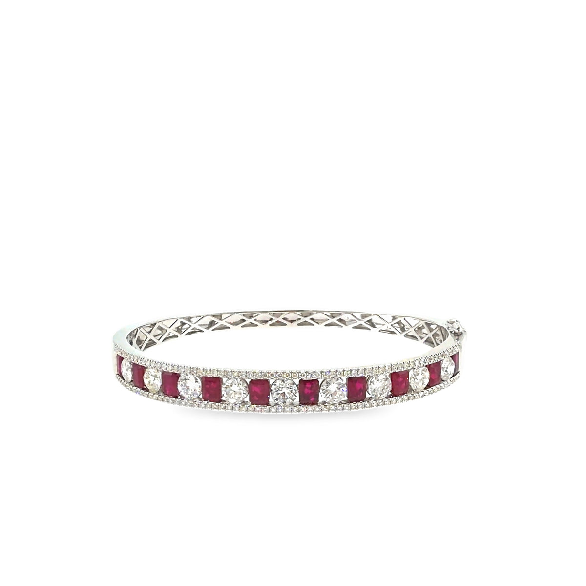 The Ruby Constellation Bangle, 6.60ct Ruby & Diamond, 14K White Gold by Benji Designs, view 2