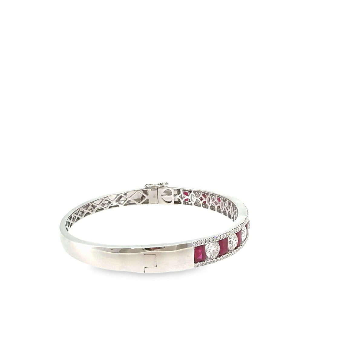The Ruby Constellation Bangle, 6.60ct Ruby & Diamond, 14K White Gold by Benji Designs, view 5