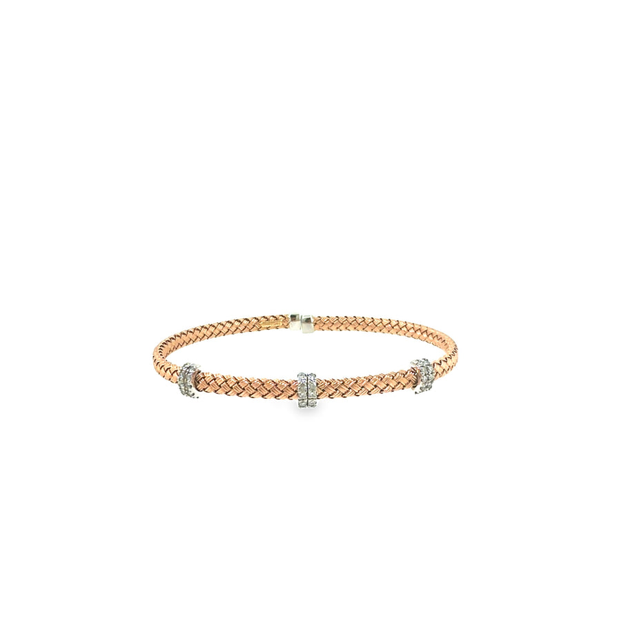 The Rose Weave Cuff, 0.33ct Diamond, 14K Rose & White Gold by Benji Designs, view 1