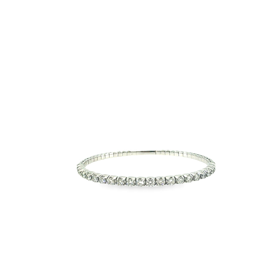 The Crystal Line Bangle, 3.00ct Diamond, 14K White Gold by Benji Designs, view 1