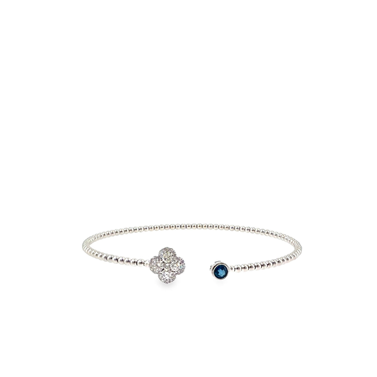 The Sapphire Dewdrop Bangle, 0.51ct Sapphire & Diamond, 14K White Gold by Benji Designs, view 2