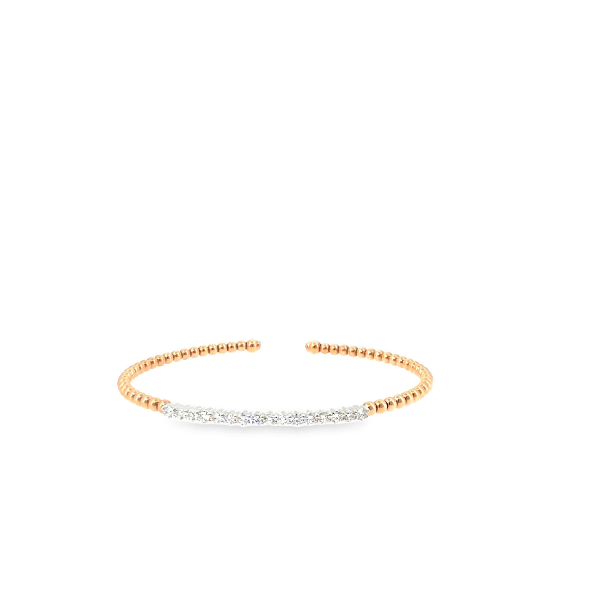 The Rose Bead Bangle, 0.33ct Diamond, 14K Rose Gold by Benji Designs, view 2