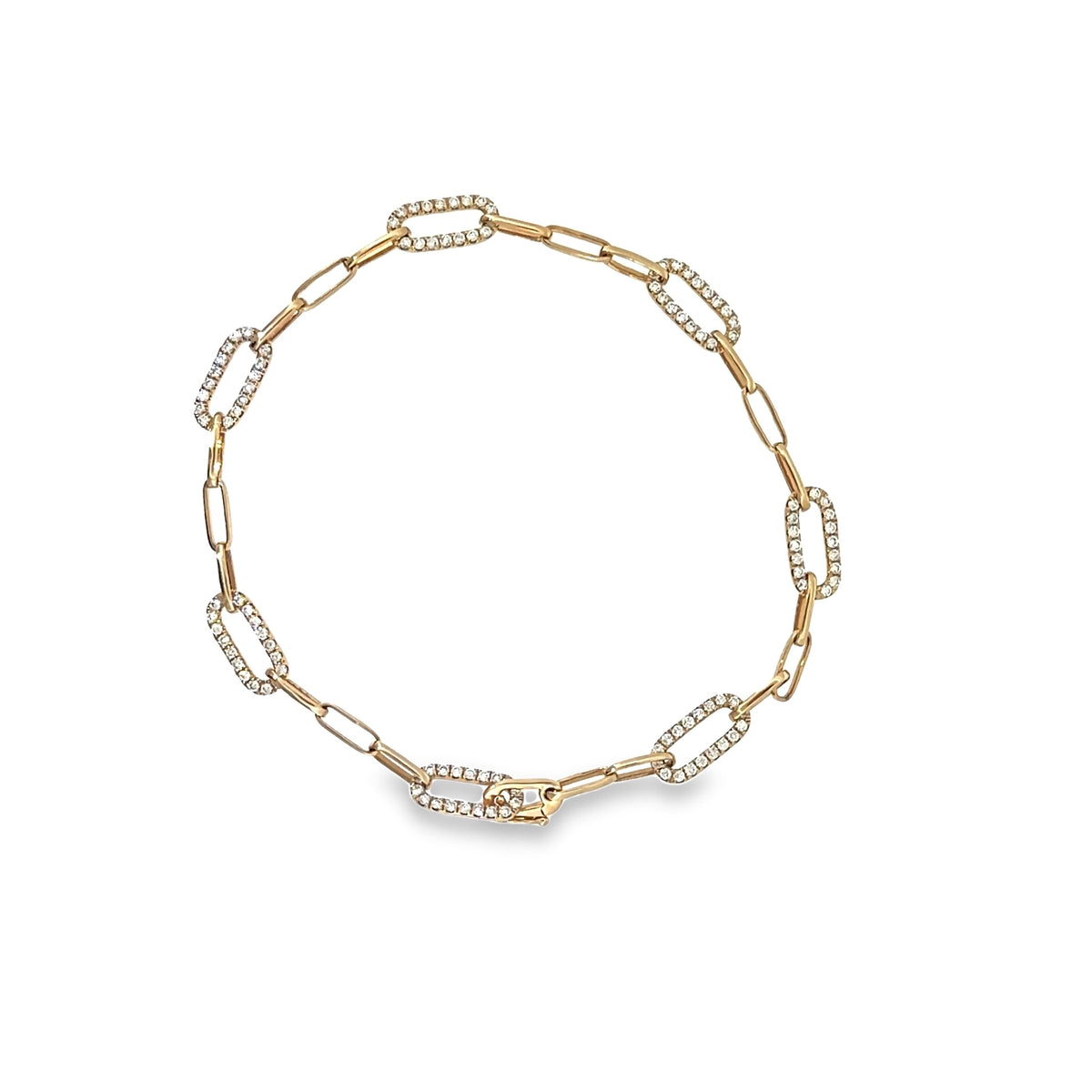 The Paperclip Pavé Bracelet, 0.75ct Diamond, 14K Yellow Gold by Benji Designs, view 2
