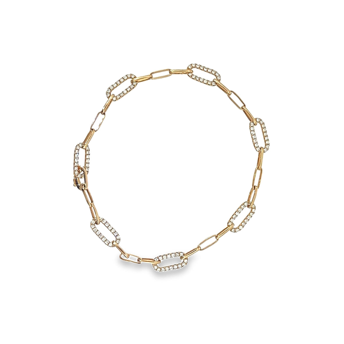 The Paperclip Pavé Bracelet, 0.75ct Diamond, 14K Yellow Gold by Benji Designs, view 3