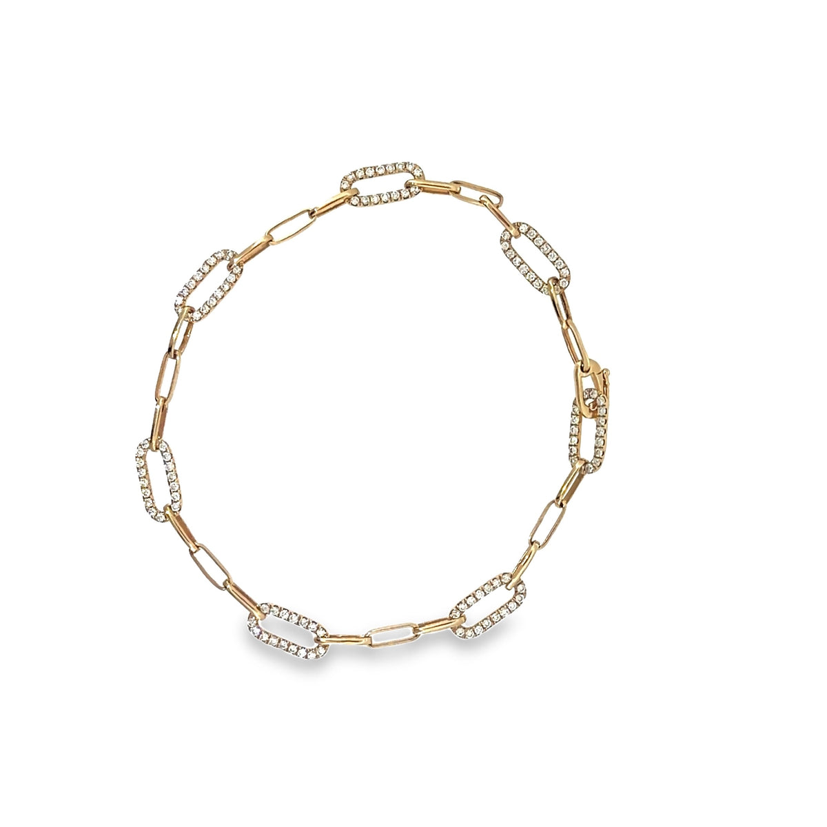 The Paperclip Pavé Bracelet, 0.75ct Diamond, 14K Yellow Gold by Benji Designs, view 5