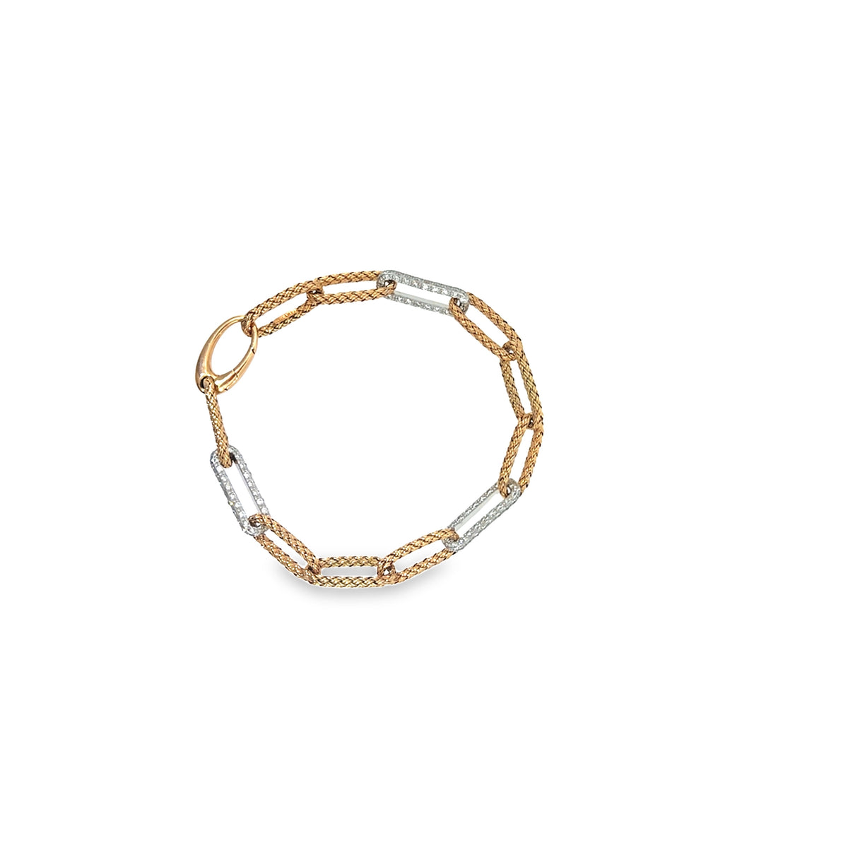 The Woven Paperclip Bracelet, 1.50ct Diamond, 14K Two-Tone Gold (Yellow & White) by Benji Designs, view 1