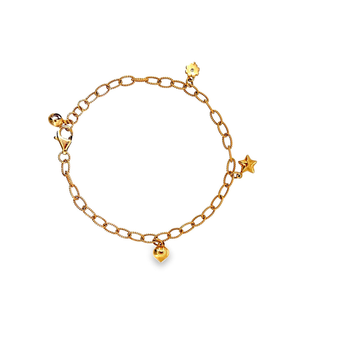 The Wishing Star Charm Bracelet, 14K Yellow Gold by Benji Designs, view 3