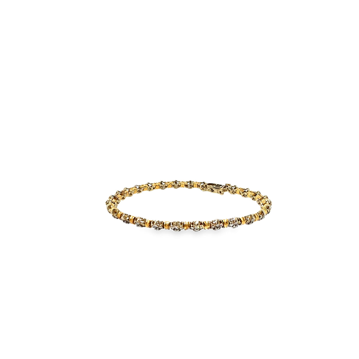 The Duet Cluster Bracelet, 1.40ct Diamond, 14K Two-Tone Gold (Yellow & White) by Benji Designs, view 1