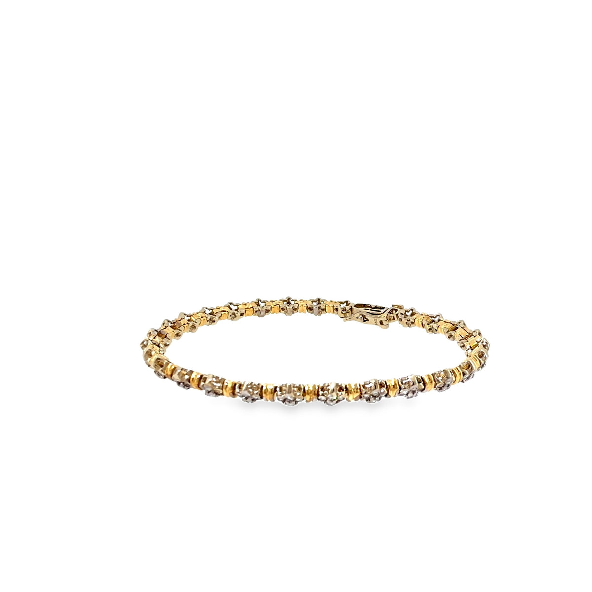 The Duet Cluster Bracelet, 1.40ct Diamond, 14K Two-Tone Gold (Yellow & White) by Benji Designs, view 2