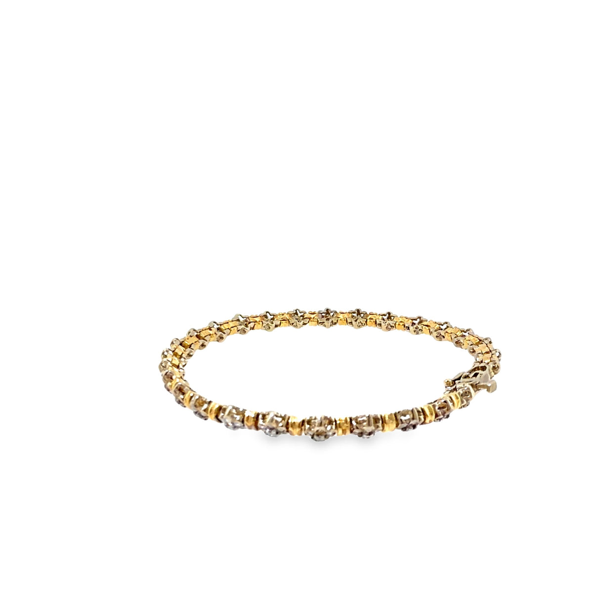 The Duet Cluster Bracelet, 1.40ct Diamond, 14K Two-Tone Gold (Yellow & White) by Benji Designs, view 3