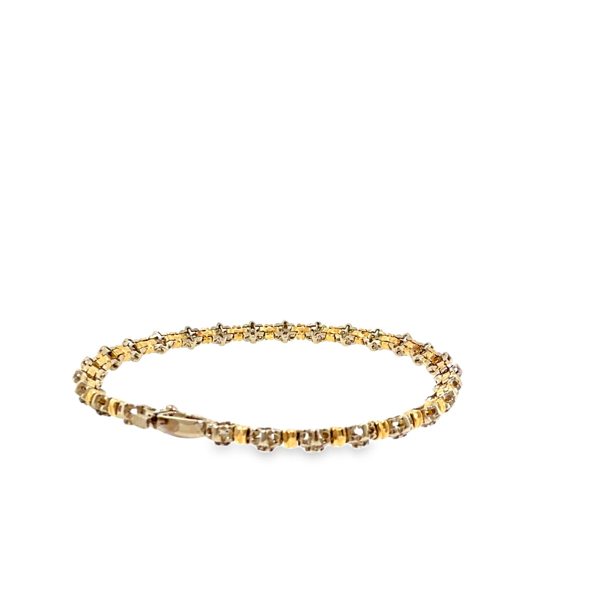 The Duet Cluster Bracelet, 1.40ct Diamond, 14K Two-Tone Gold (Yellow & White) by Benji Designs, view 4