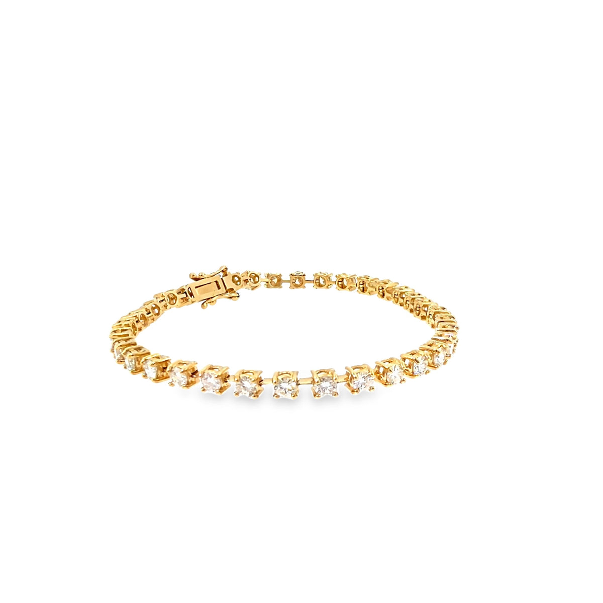 The Gold Standard Tennis Bracelet, 5.00ct Diamond, 14K Yellow Gold by Benji Designs, view 2