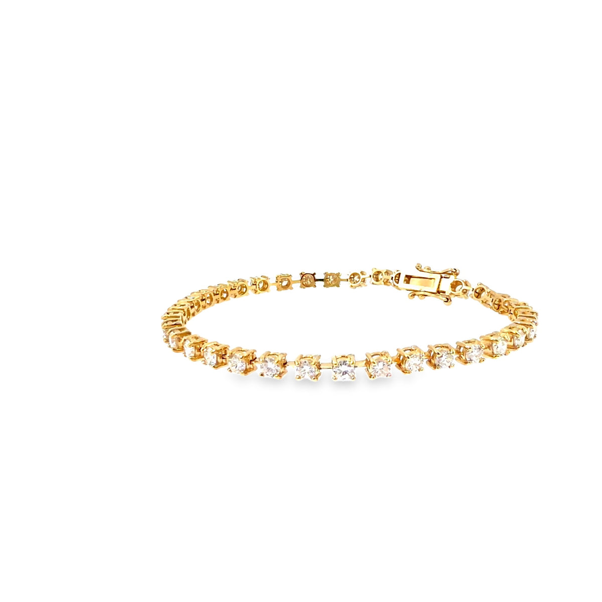 The Gold Standard Tennis Bracelet, 5.00ct Diamond, 14K Yellow Gold by Benji Designs, view 3
