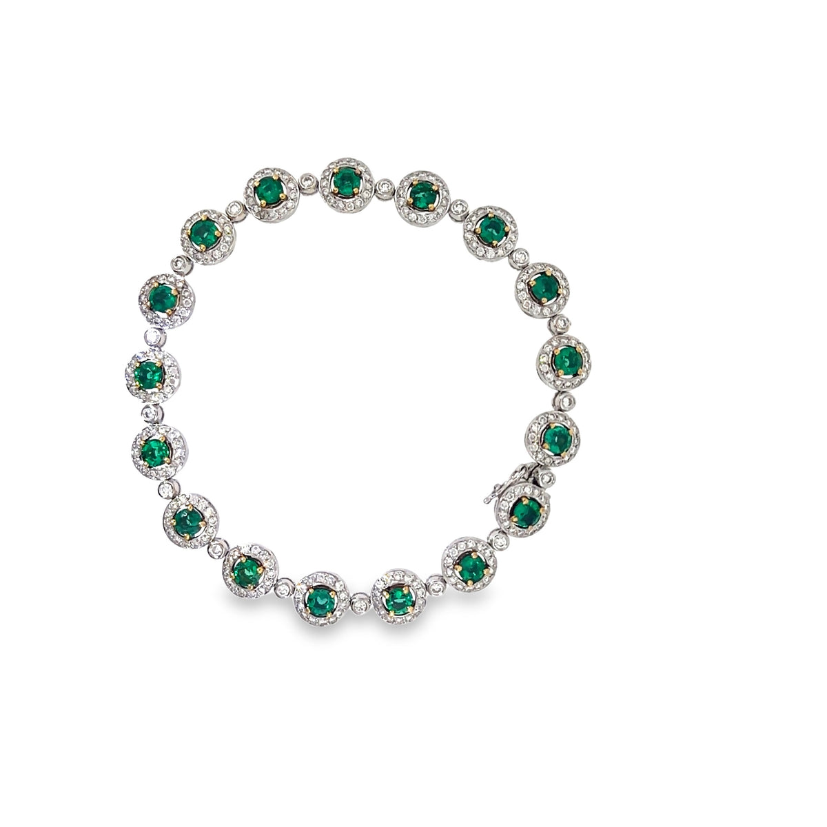 The Emerald Wreath Bracelet, 5.46ct Emerald & Diamond, 18K White Gold by Benji Designs, view 4