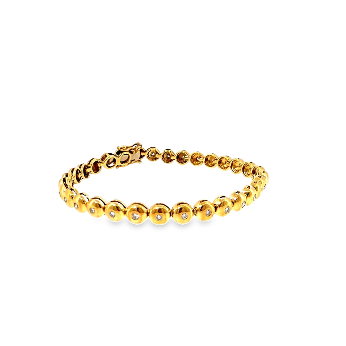 The Golden Bead Tennis Bracelet, 1.25 ct Diamond, 14K Yellow Gold by Benji Designs, view 2