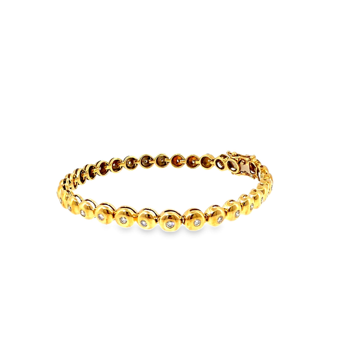 The Golden Bead Tennis Bracelet, 1.25 ct Diamond, 14K Yellow Gold by Benji Designs, view 3