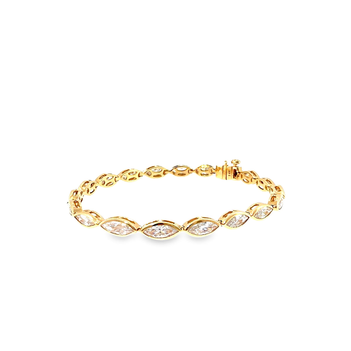 The Marquise Line Tennis Bracelet, 7.00 ct Diamond, 14K Yellow Gold by Benji Designs, view 3
