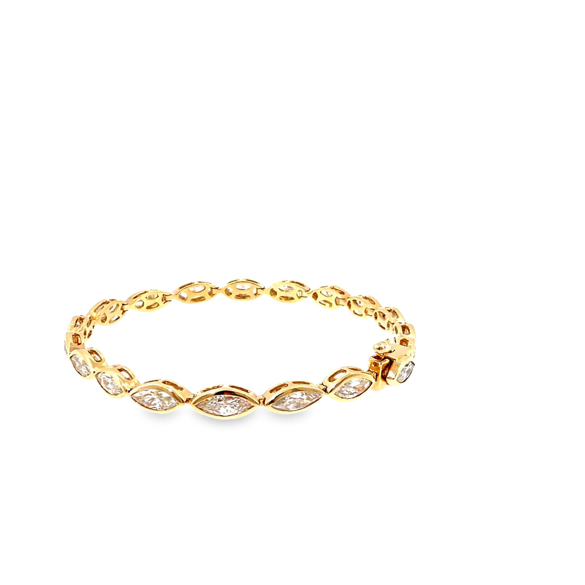 The Marquise Line Tennis Bracelet, 7.00 ct Diamond, 14K Yellow Gold by Benji Designs, view 4