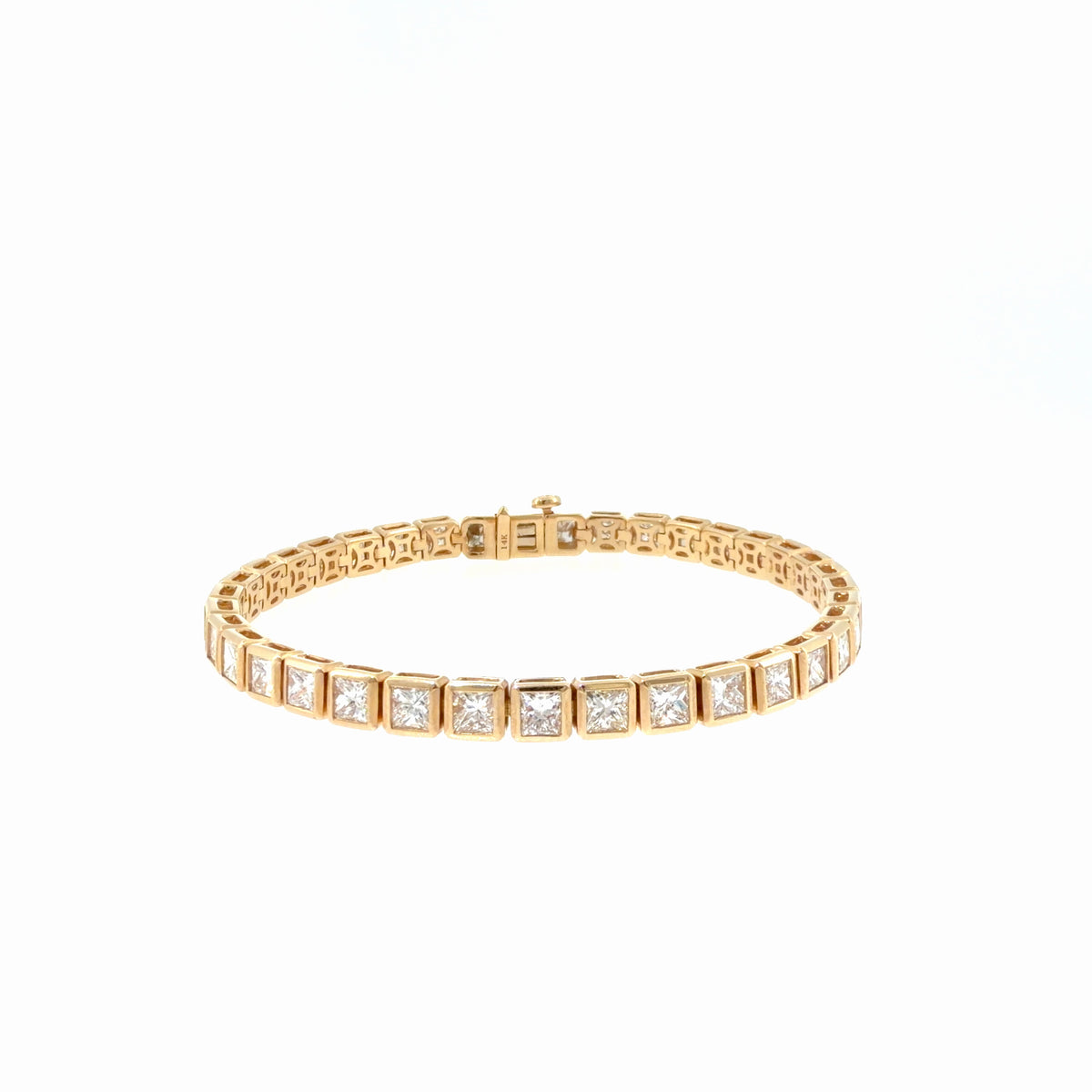 The Princess Row Tennis Bracelet, 6.00 ct Diamond, 14K Yellow Gold by Benji Designs, view 2