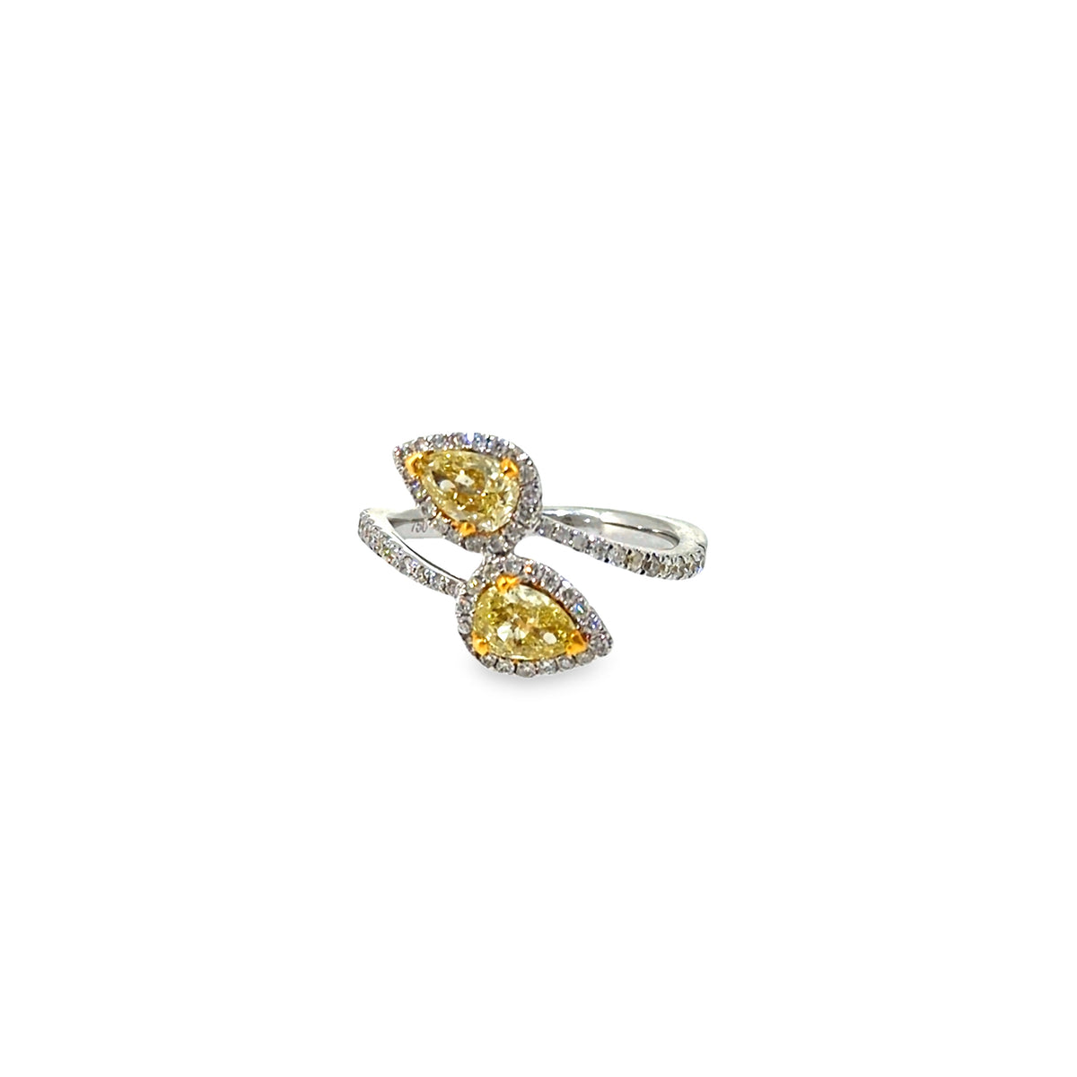 The Twin Canary Ring, 1.51ct Yellow Diamond, 18K White Gold by Benji Designs, view 1