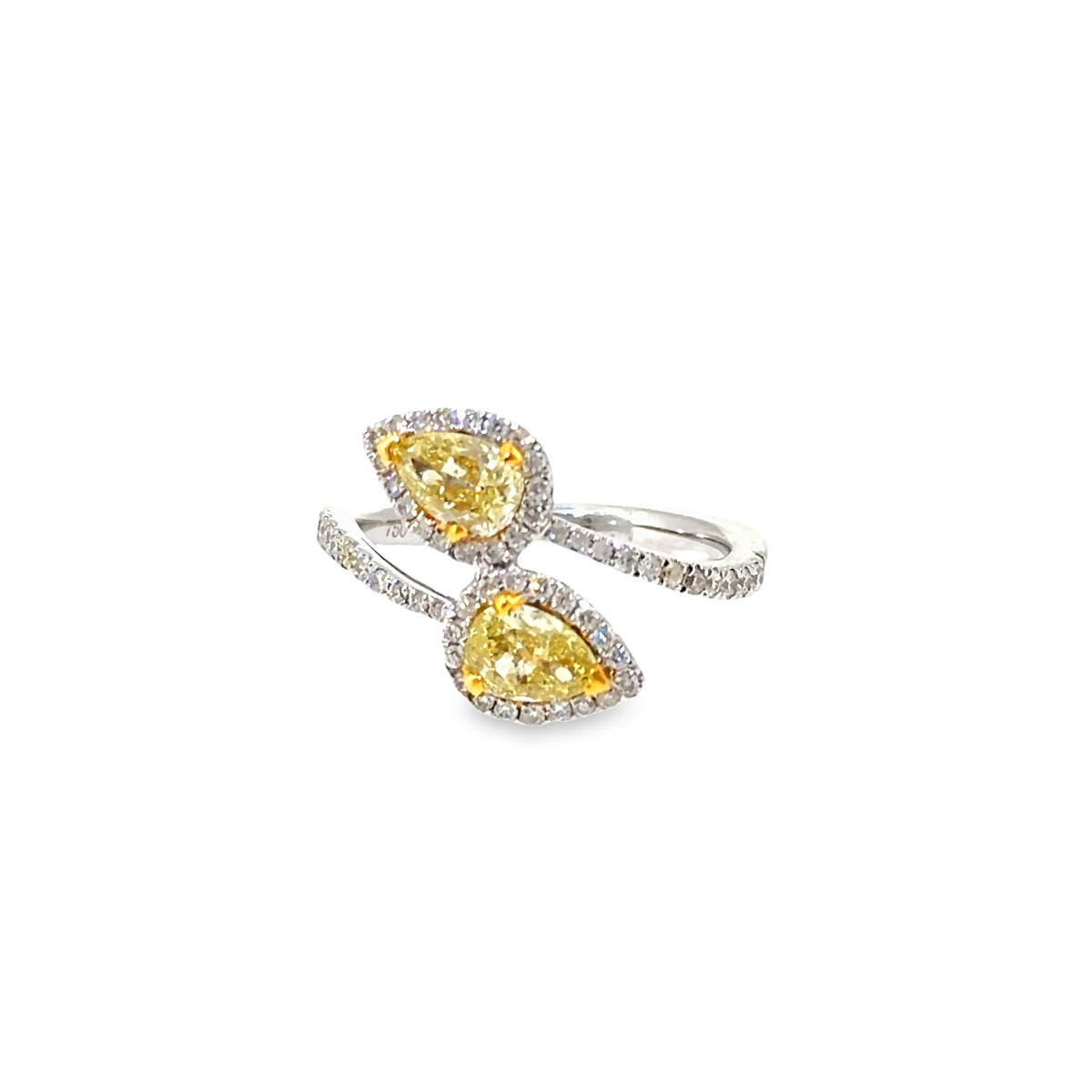 The Twin Canary Ring, 1.51ct Yellow Diamond, 18K White Gold by Benji Designs, view 2
